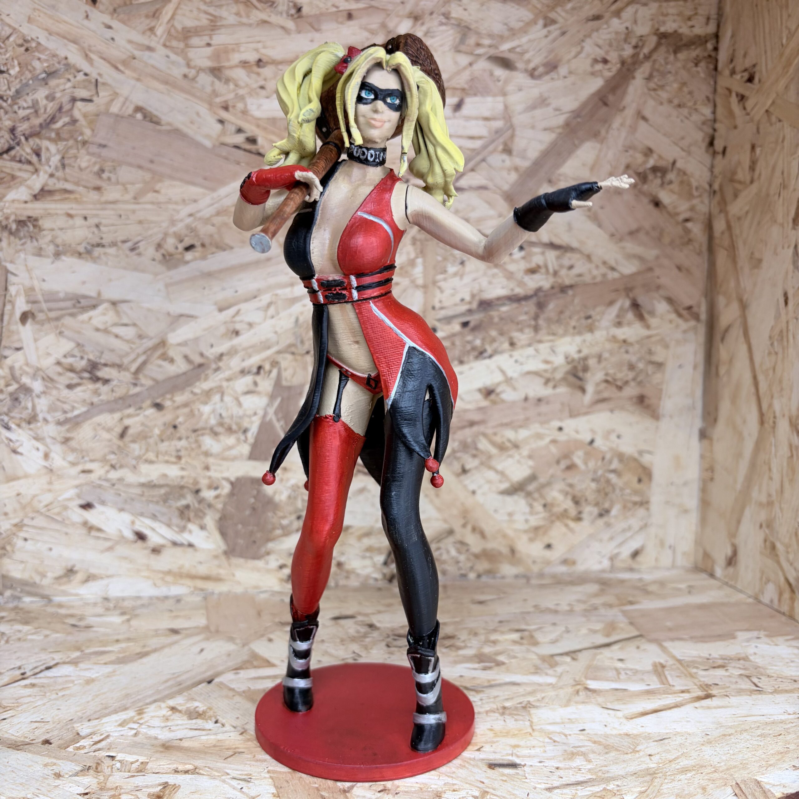 Harlequin character airbrushed statue