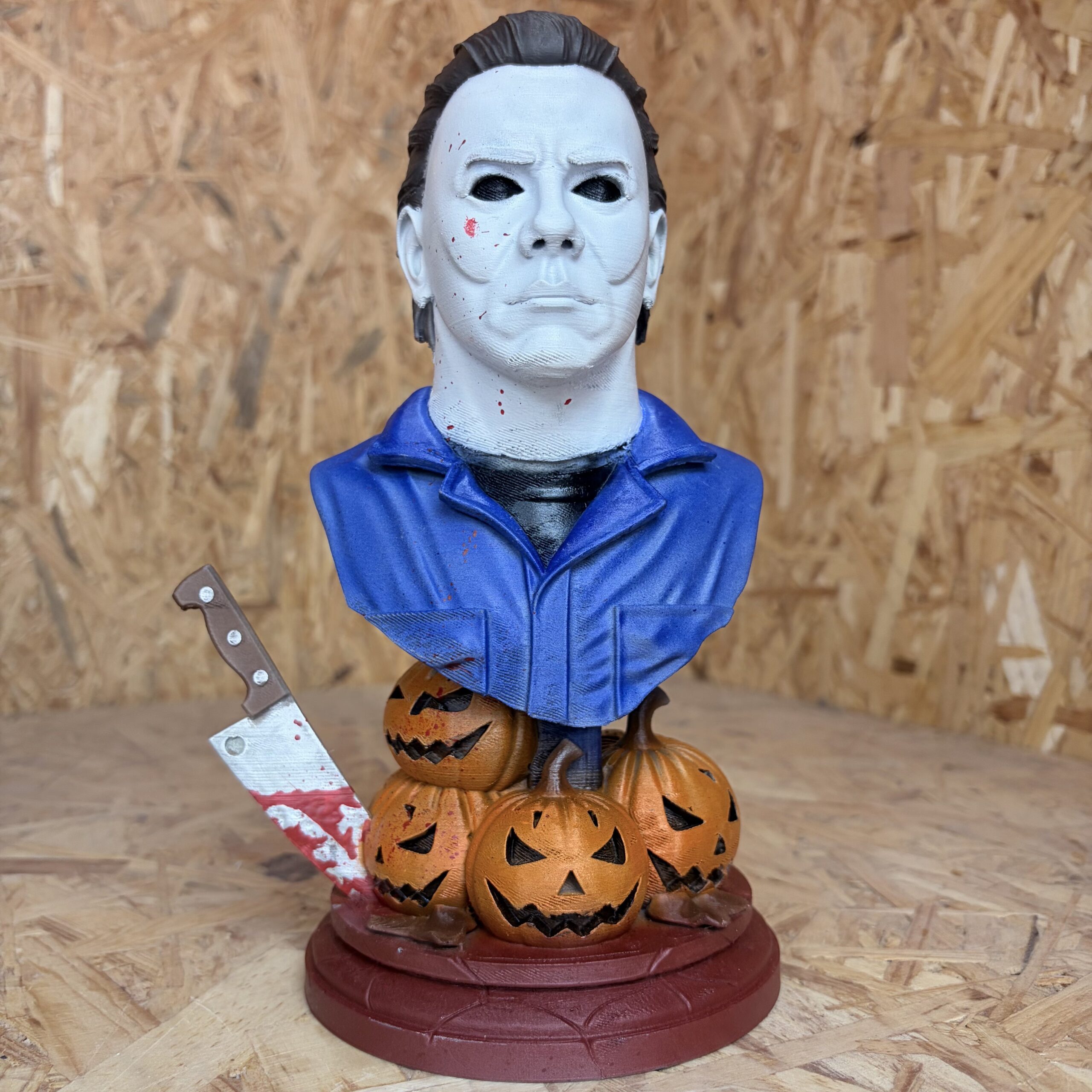Masked slasher pumpkin bust