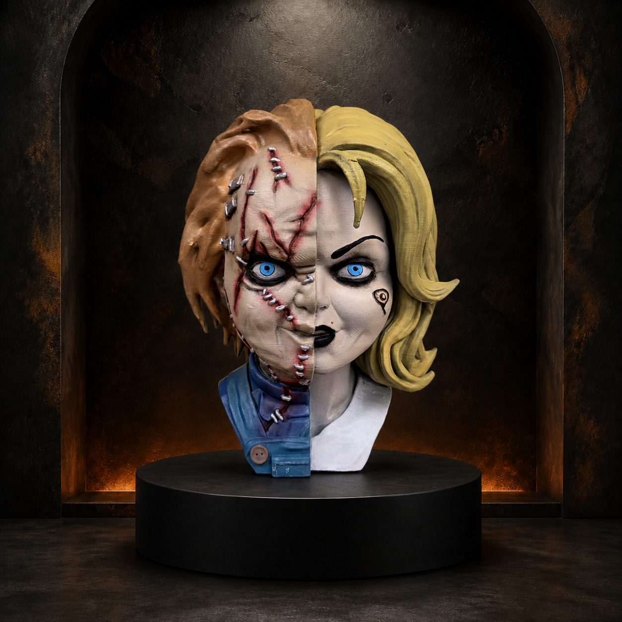Split horror icon one-off airbrushed collectible bust